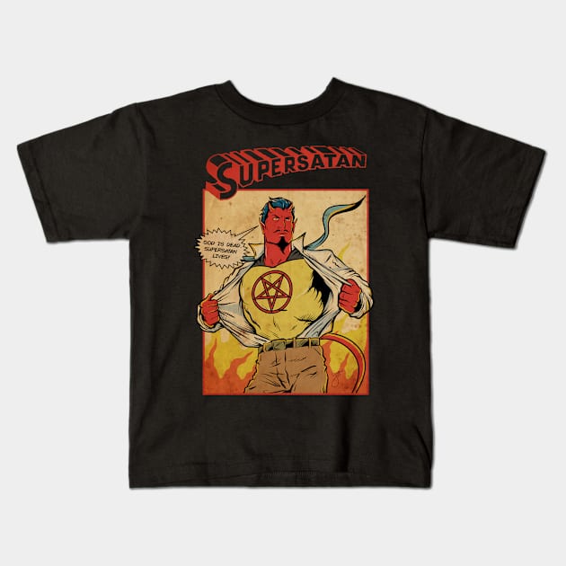 SuperSatan Kids T-Shirt by Greendevil